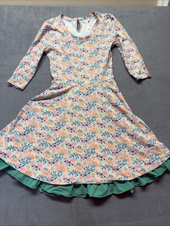 Matilda Jane Dresses & Skirts - Matilda Jane Cream Floral Long-Sleeve Swing Dress with Green Ruffle